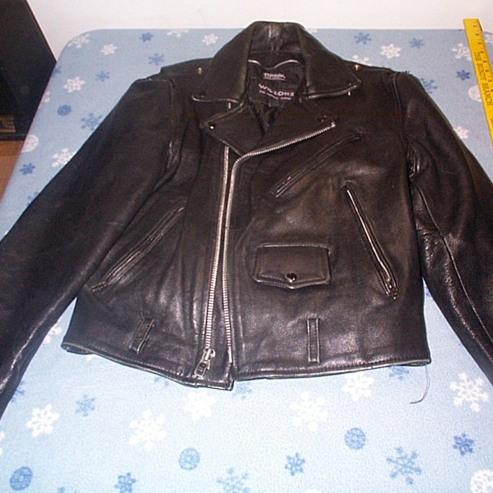 Vintage Wilsons Leather Biker Motorcycle punk rocker jacket
